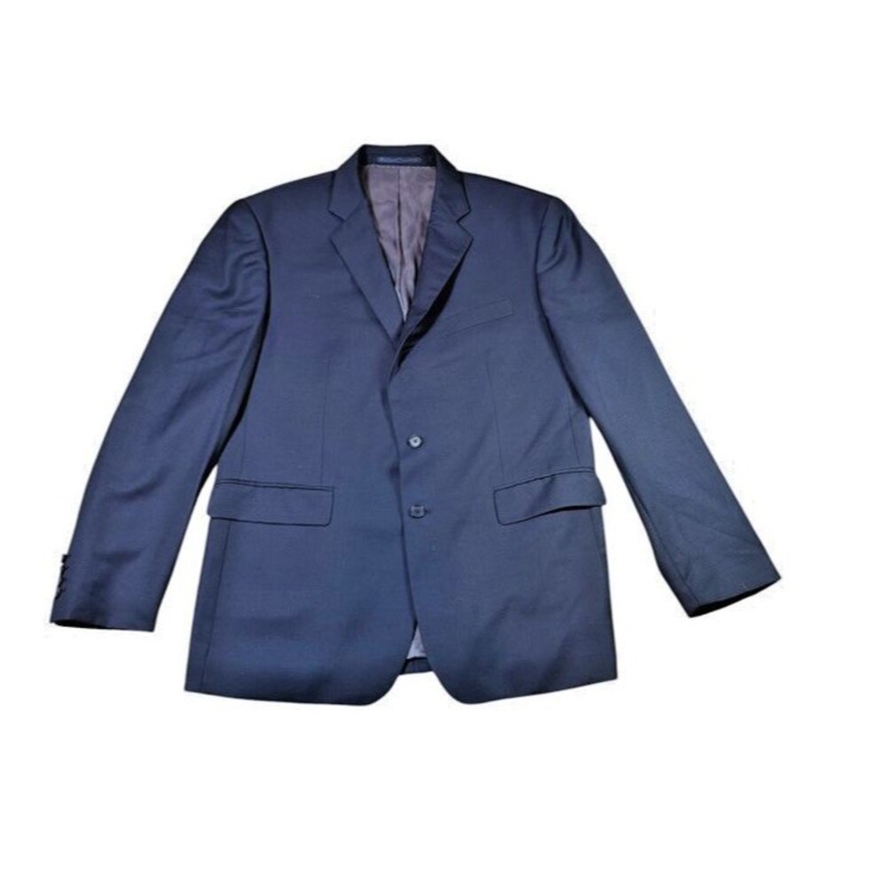 Charles Tyrwhitt Mens Blazer Slim Fit 44R Blue 100% Super 120's Wool Sport Coat